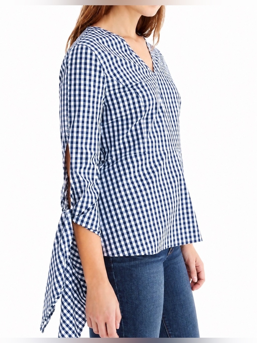 Universal Standard by J Crew navy check blouse, XXS